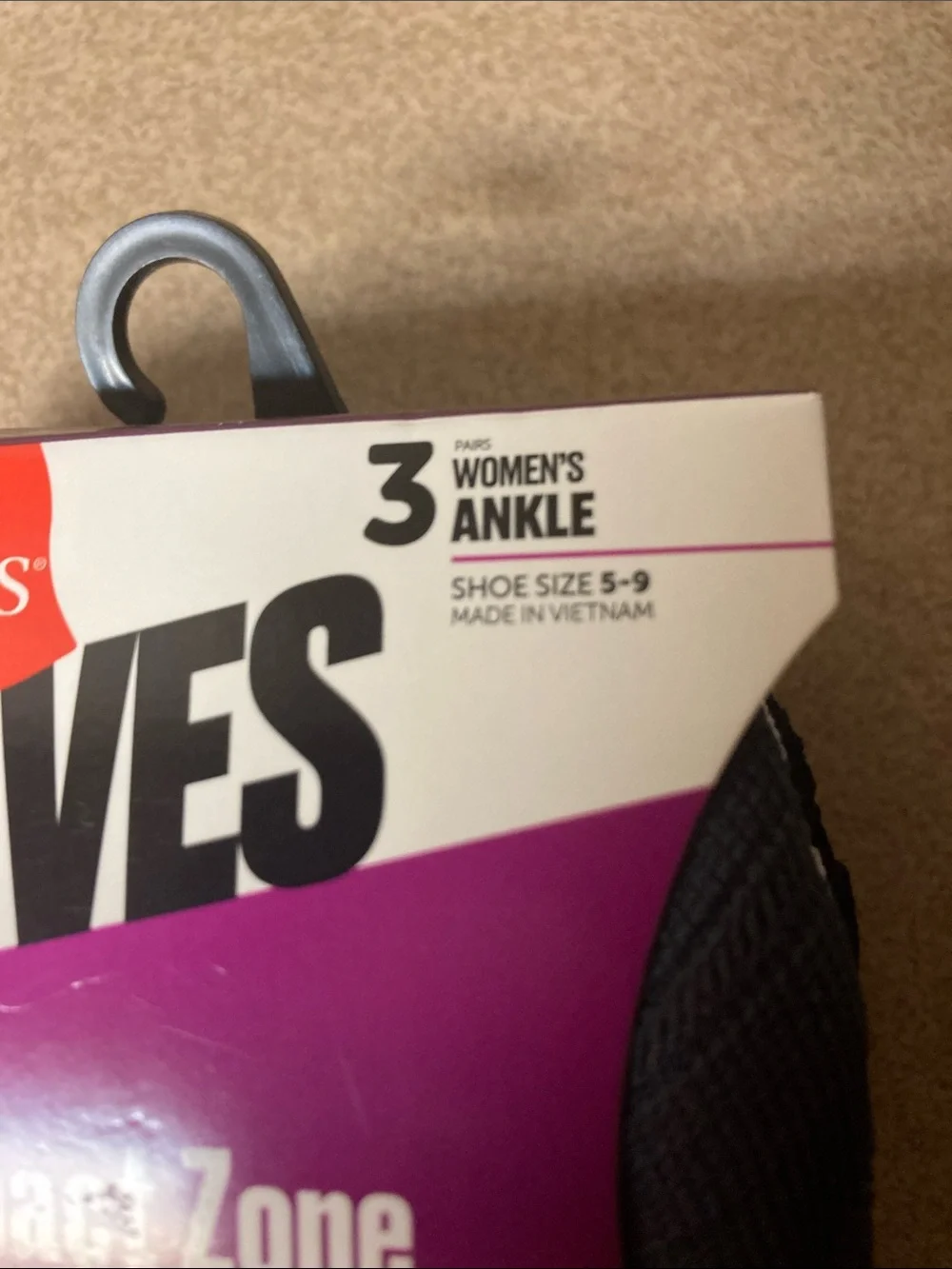 Hanes Moves Impact Zone Ankle Socks - Dark Gray black white (3-Pack)